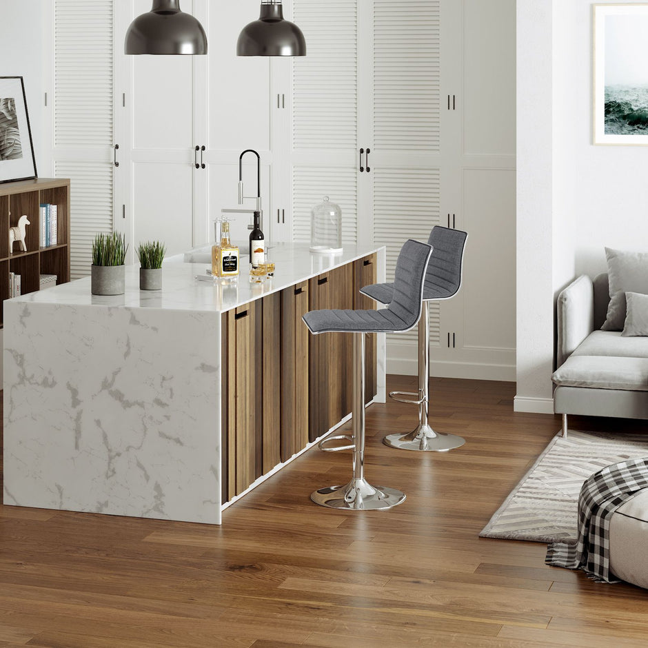 Barhocker - Hochstühle - 2 - mit Rückenlehne - Grau