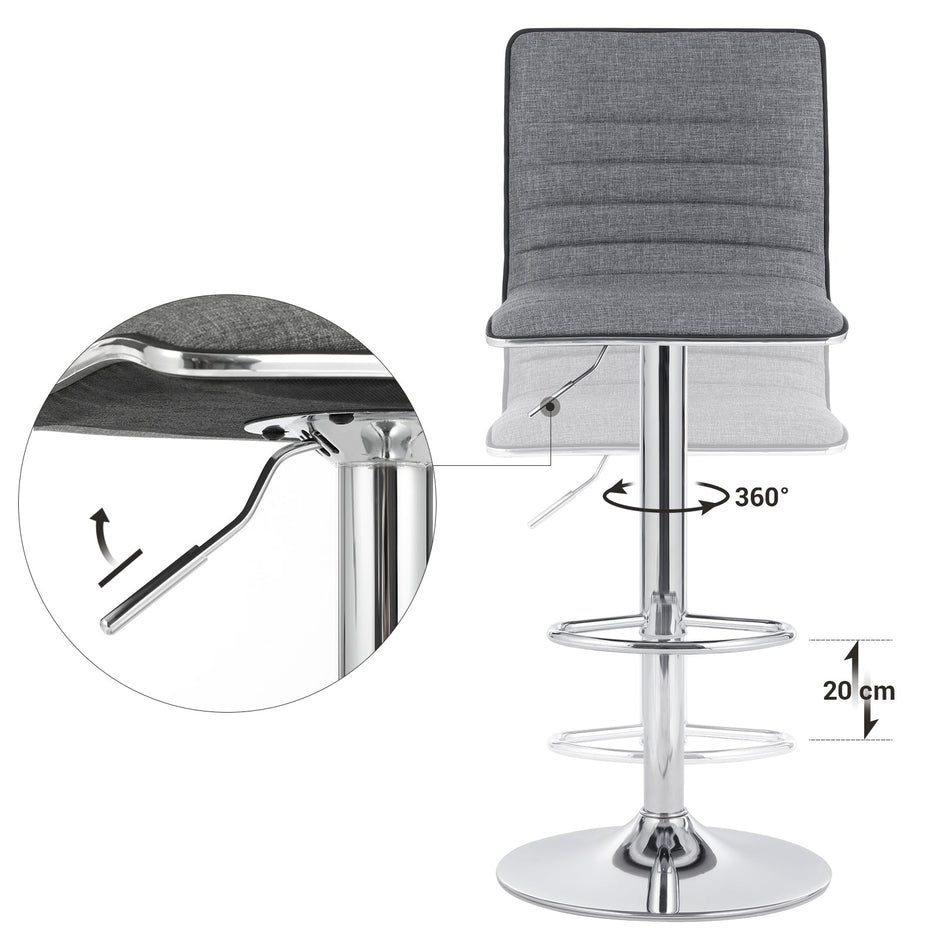 Barhocker - Hochstühle - 2 - mit Rückenlehne - Grau