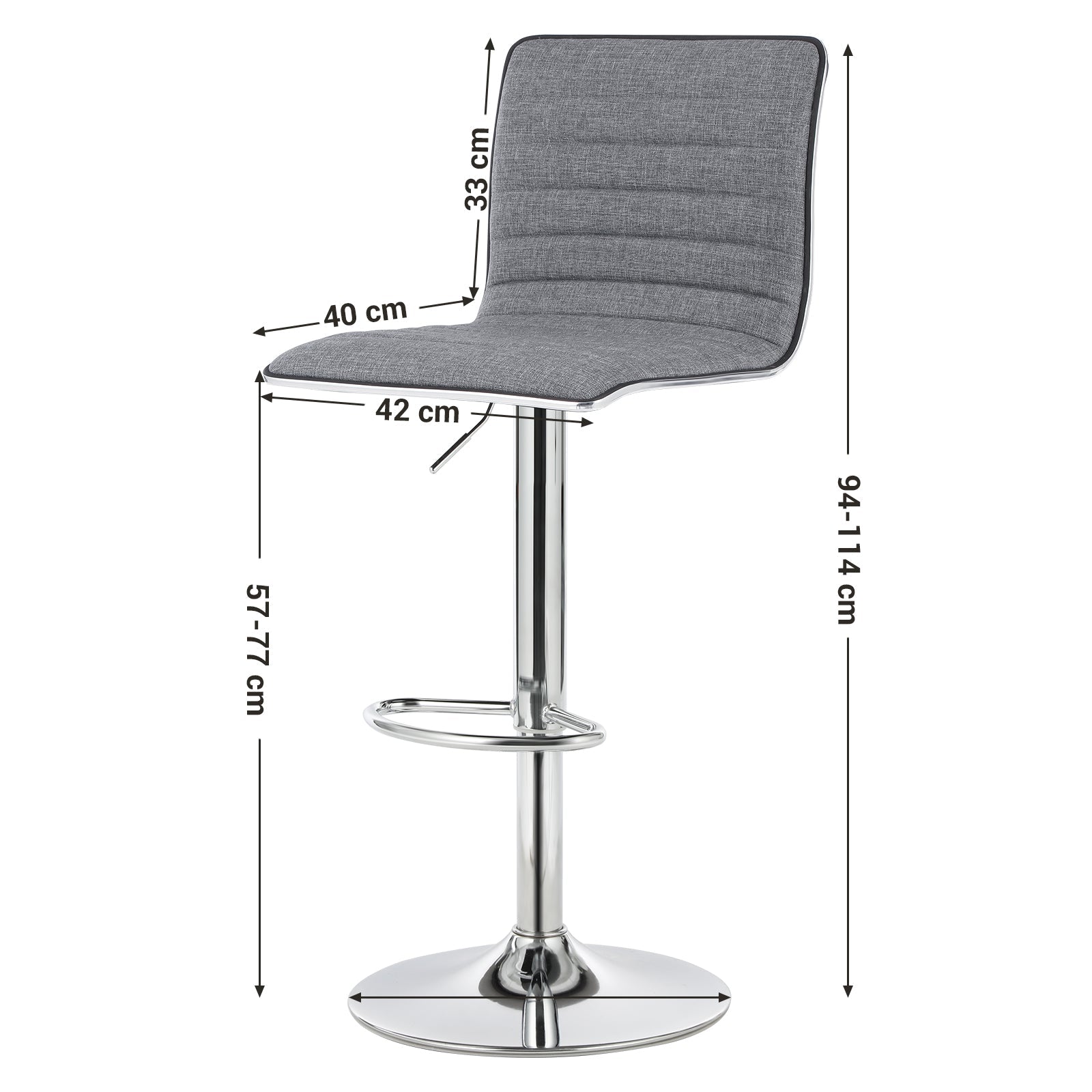 Barhocker - Hochstühle - 2 - mit Rückenlehne - Grau