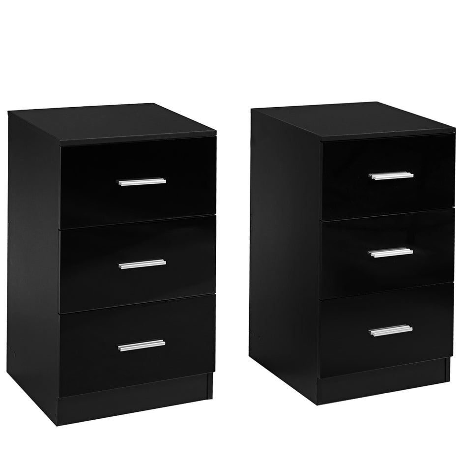 Set – med sängbord lådor kontorsskåp – 2 3 37 x 34 x 66,5 cm – Svart