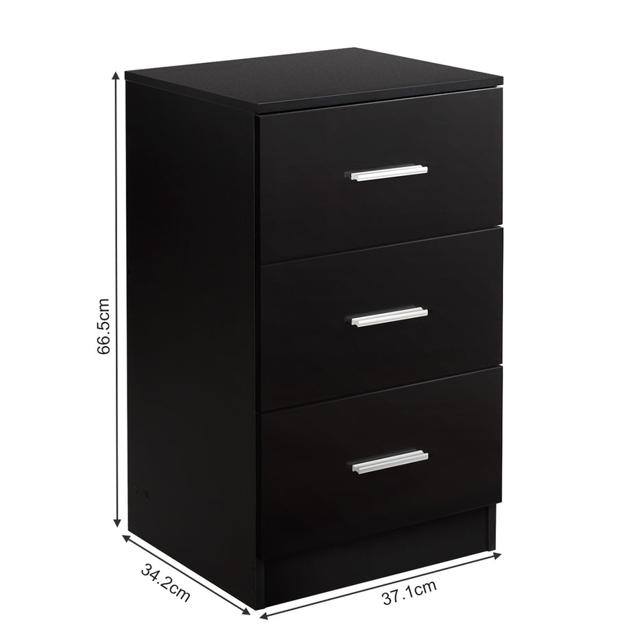 Set – med sängbord lådor kontorsskåp – 2 3 37 x 34 x 66,5 cm – Svart