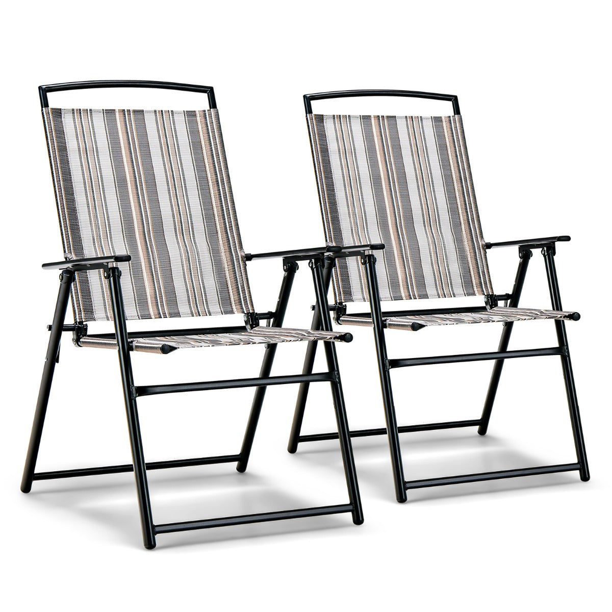 Set – med trädgårdsstolar Fällbara armstöd – 2 51 x 61,5 x 92 cm – Grå