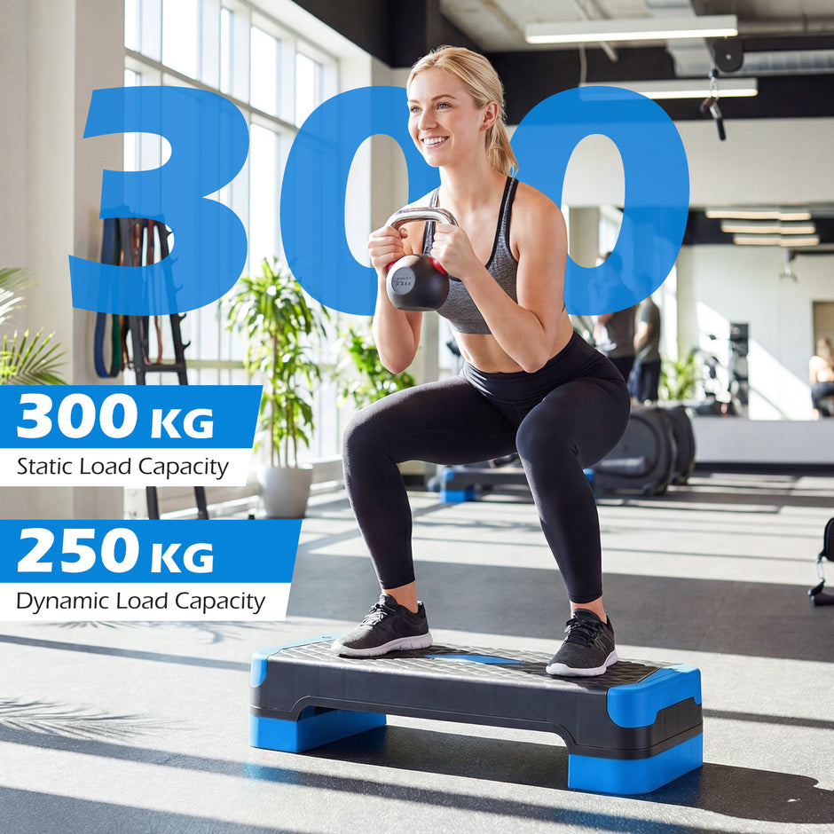 i – Aerobisk trappplattform höjdjusterbar träningsplattform med stapelbara förhöjningsblock och balanstränare – 3 1 2