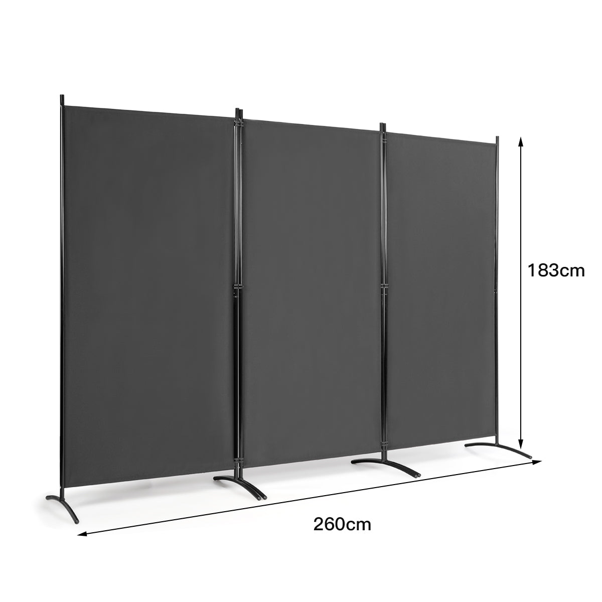 Panels – rumsavdelare Vikbar Tyg Sekretessskärm – 3 260 x 183 cm – Grå