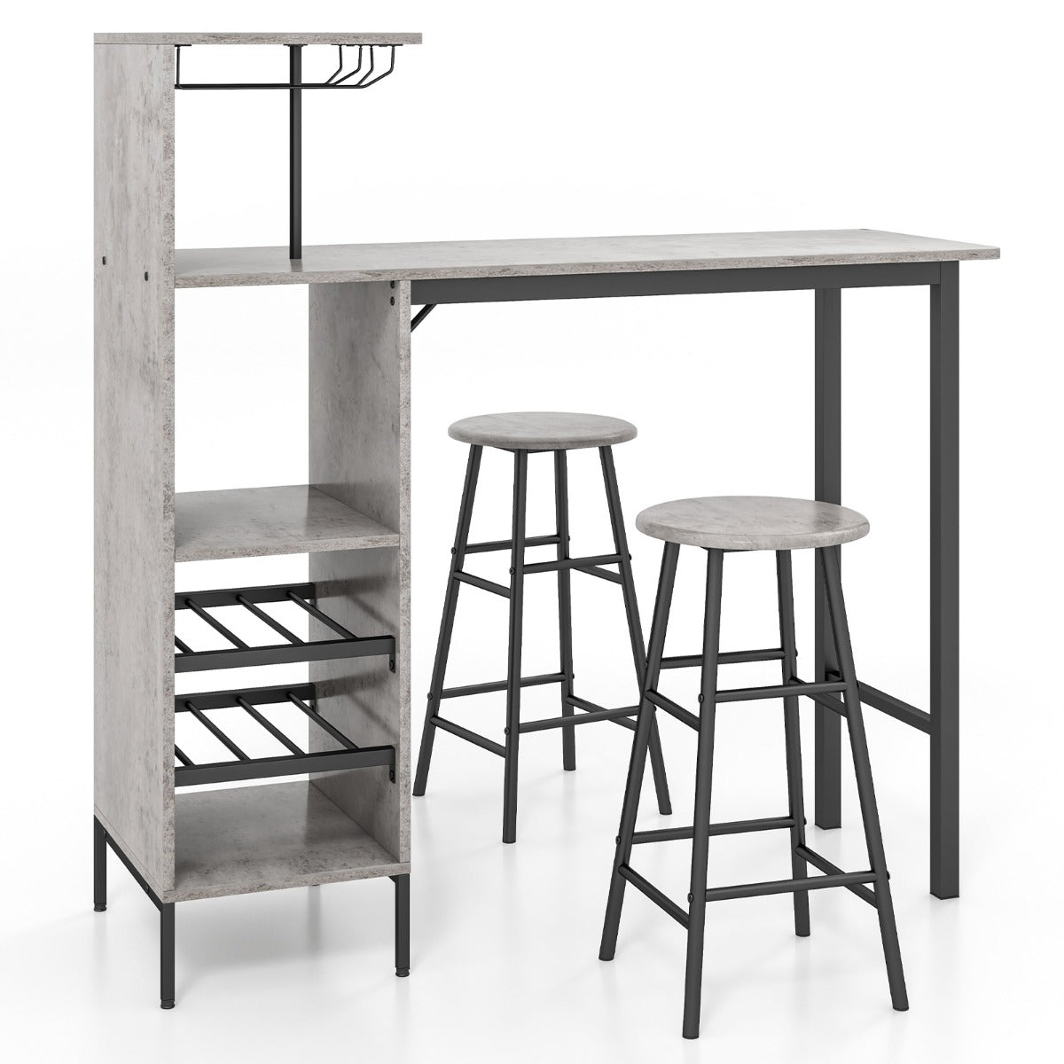 delad – barbord och stolset Industriellt pubbord pall – 3 – Grå