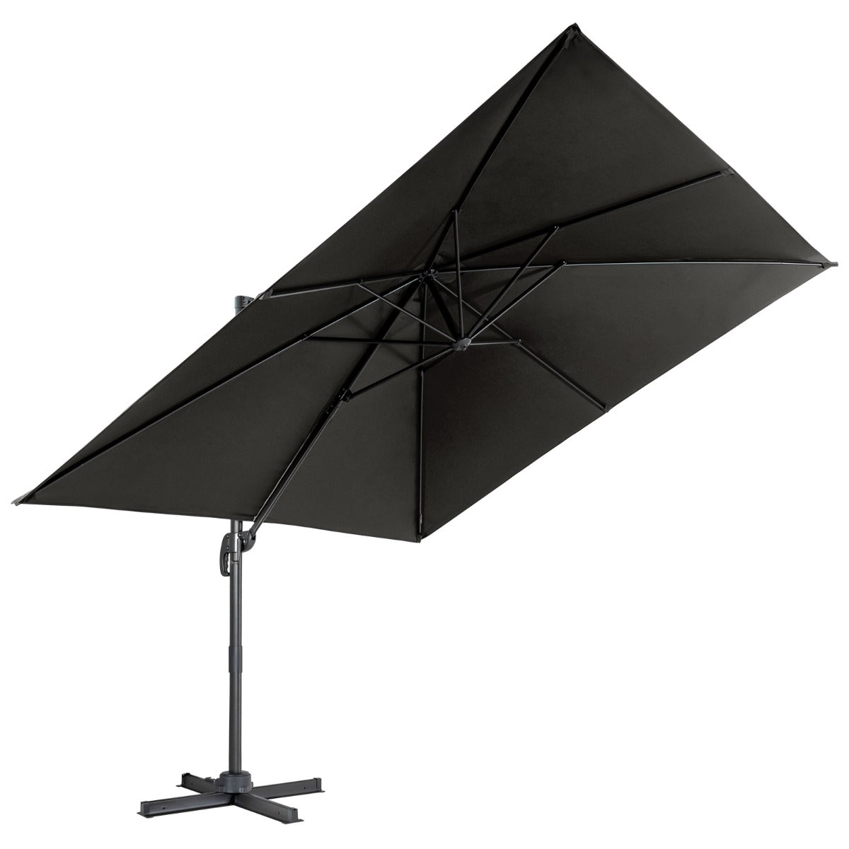 Parasoll – fyrkantigt fribärande med vev – 300 x 300 cm – Svart