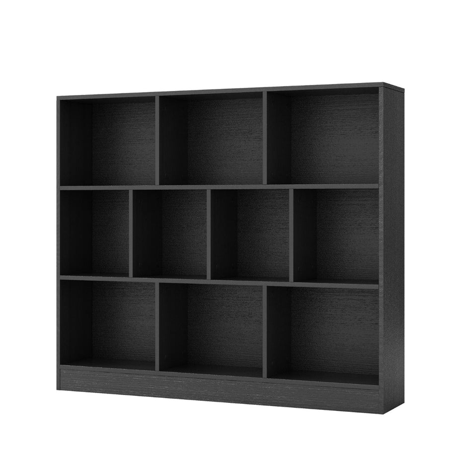 Nivå – Bokhylla med Fack Ställhylla Kubhylla Kontorshylla – 3 10 120 x 24 x 104 cm – Svart
