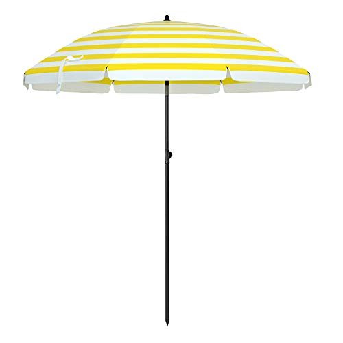 Strandparasol - Ø 160 cm - faltbar - Streifen Orange / Weiß