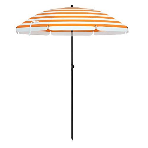 Strandparasol - Ø 160 cm - faltbar - Streifen Orange / Weiß