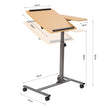 Laptopbord – Höjdjusterbart notebookbord Sängbord med hjul och bromsar Naturligt – 64 x 44 x 64-95 cm – Natur