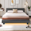 Säng – med LED belysning Polstrad ribbotten – 140 x 200 cm – Grå