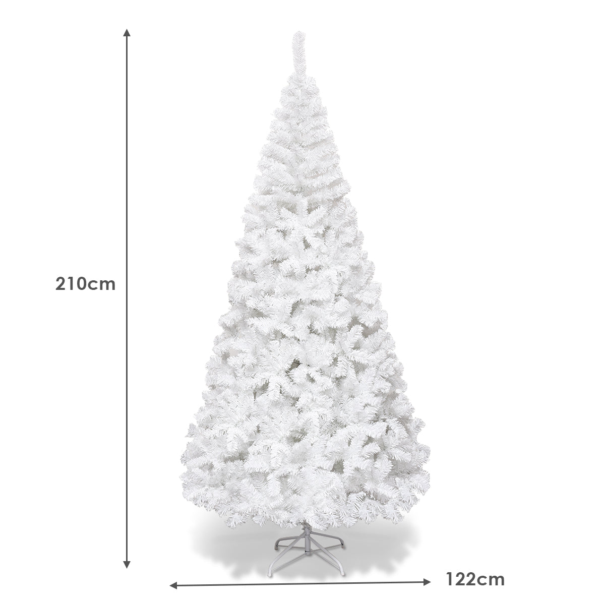 Julgran – Konstgjord med metallstativ – 150-240 cm 210 cm – Vit