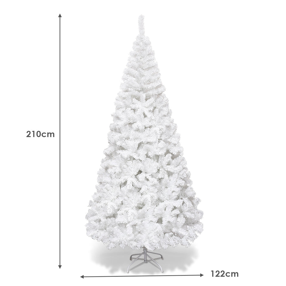 Julgran – Konstgjord med metallstativ – 150-240 cm 210 cm – Vit