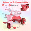 Trehjuling – Barn Cykel med begränsad Styrande Klockspel Och Ergonomiskt Sitt Leksak – Rosa