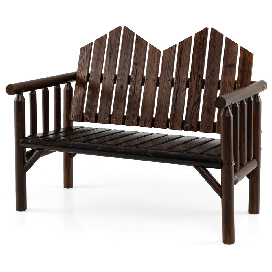 sits – trädgårdsbänk massivträ loveseat med lutande ryggstöd rymlig slats säte – 2 – Brun