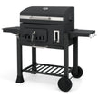 Fass – Holzkolsgrill med fällbara sidobord Utomhusgrill förvaringsfack och hjul – 2 – Svart