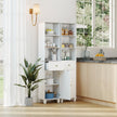 Badrumsskåp – smal Badmöbel med öppen Hylla Låda Dörr och justerbar – 3 1 1 172 cm – Vit