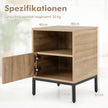 pack – Rattan Nattduksbord med Öppen Hylla och Skåp Sido – 2 – Natur