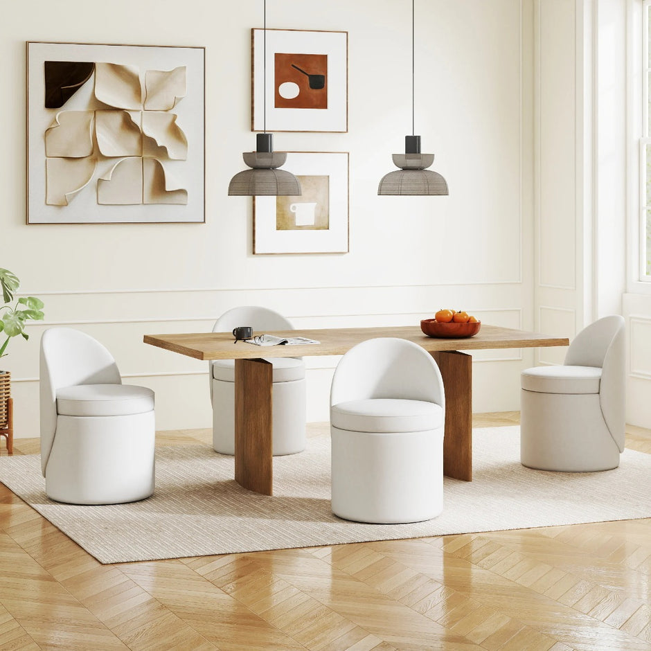 sminkpall – med ryggstöd och svampvadderad sits Sittpall Ottoman – 38 L 9 cm – Vit
