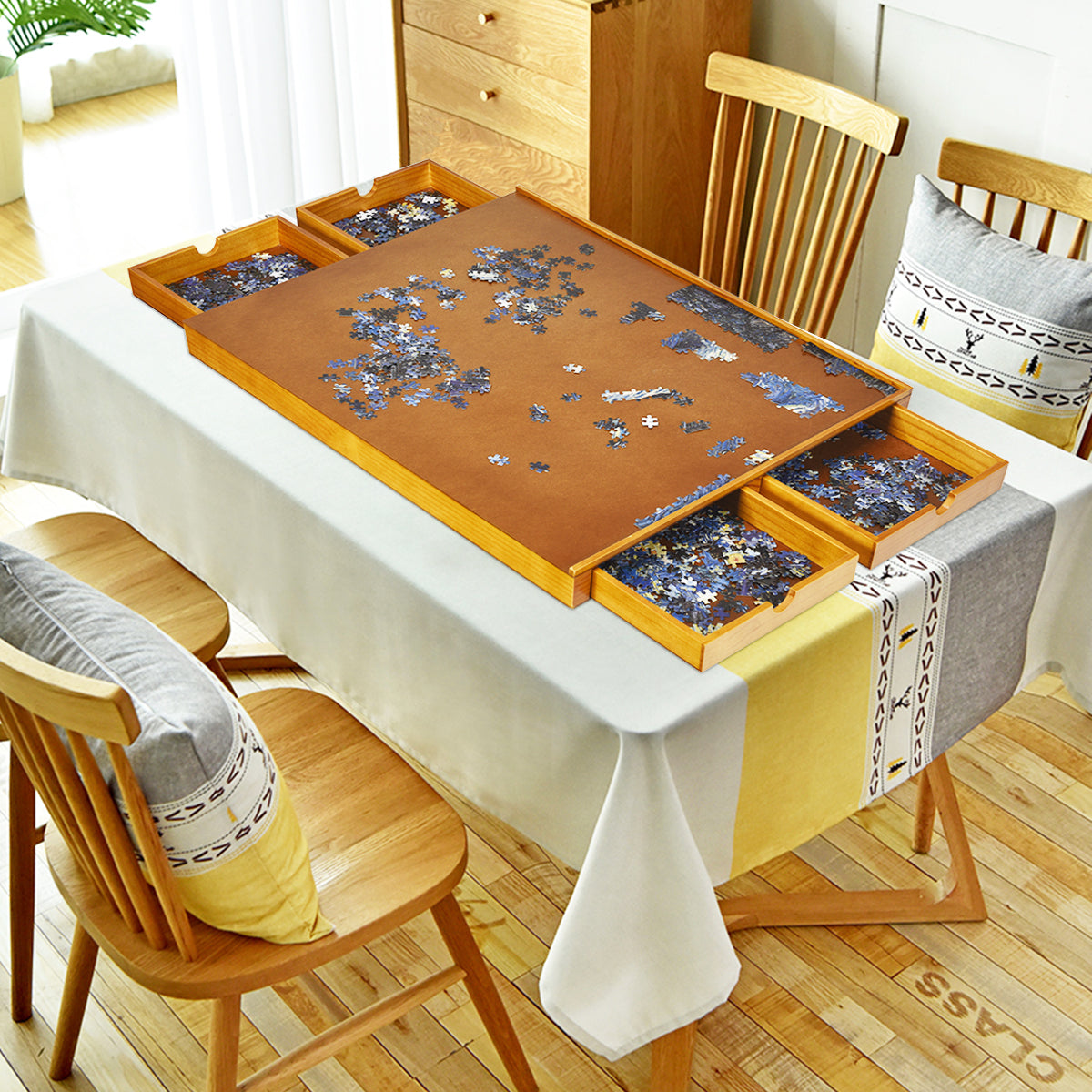 Pusselbord – med lådor Puzzle Board – 4 80 x 65 cm – Trä