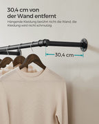 Bekleidungsstange - Wandgarderobe - Industrial - 68 kg Ladungskapazität - Schwarz