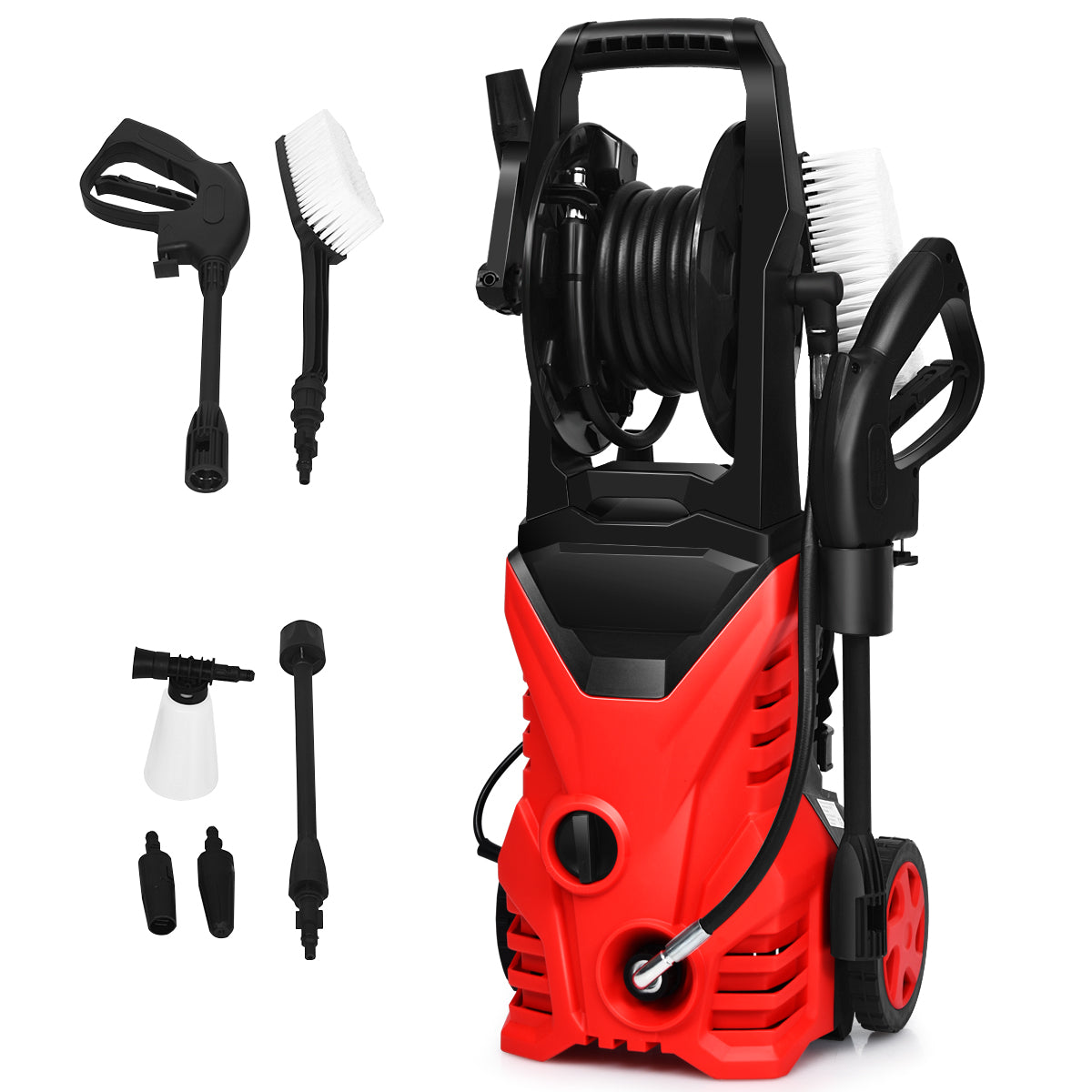 Högtryckstvätt – 1500W Uteplatstvätt Blå/ – 27 x 27 x 68 cm – Röd
