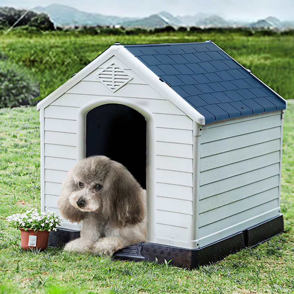 Dog – Kennel House Hundgrotta med förhöjt golv blått och vitt – Blå och vit