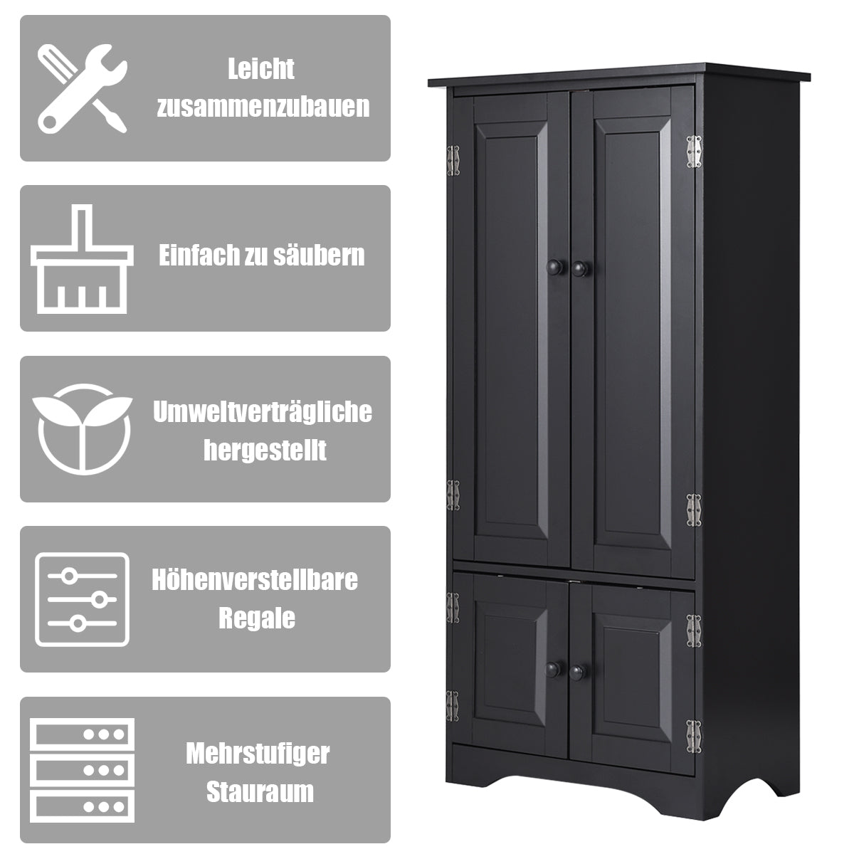 Midi – skåp Highboard Trä – 59 x 32 x 123 cm – Svart