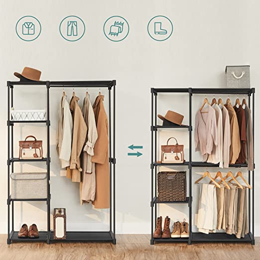 Kleiderschrank - Kleiderregal - Speicherplatz faltbar - 112 x 43 x 165 cm