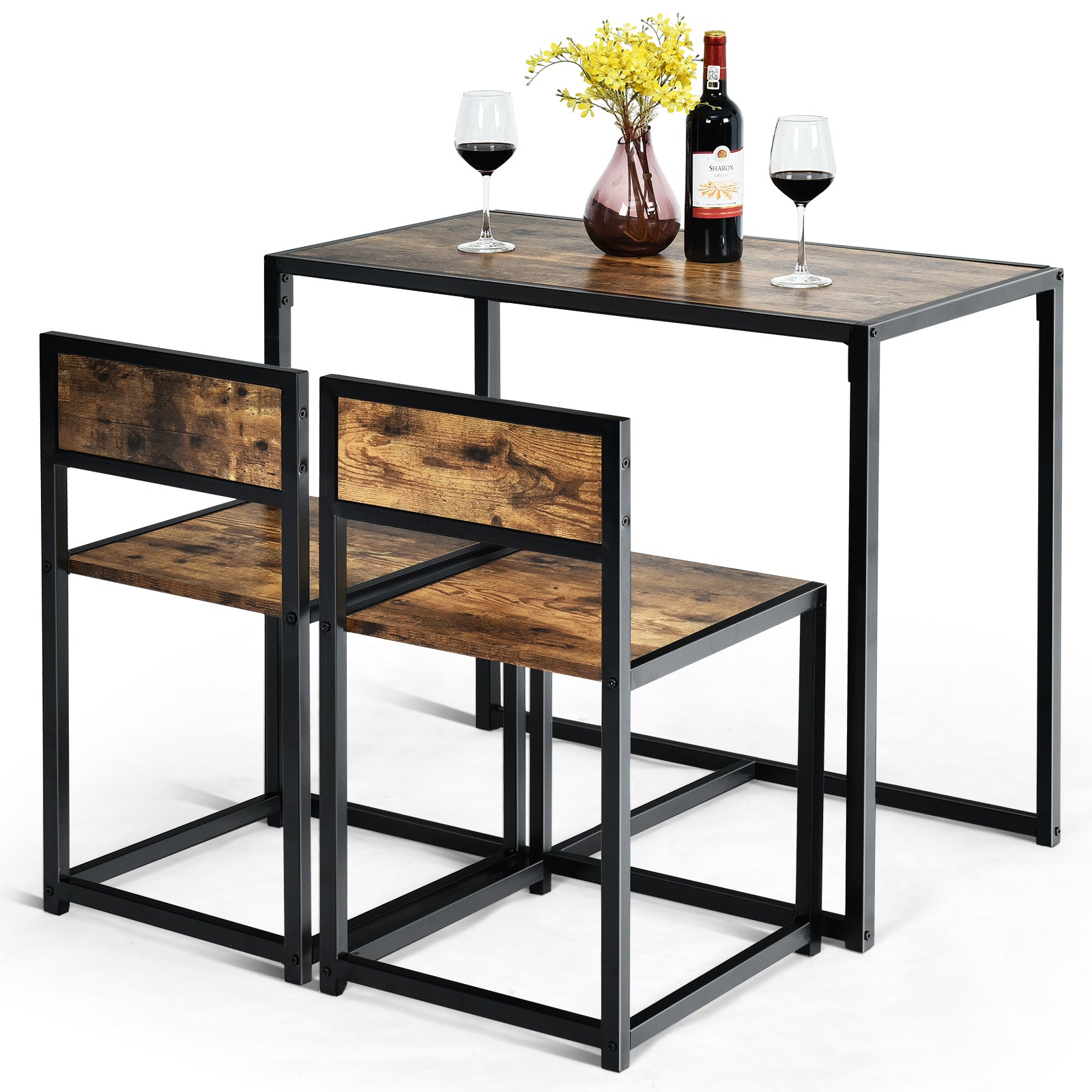 st – Bord Grupp Set + Stolar Antik – 3 2 – Brun