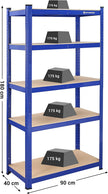Speicherregale - 2 - Kellerroppboards - 5 einstellbare Regale - Metallplanken - 160 x 80 x 40 cm - Grau