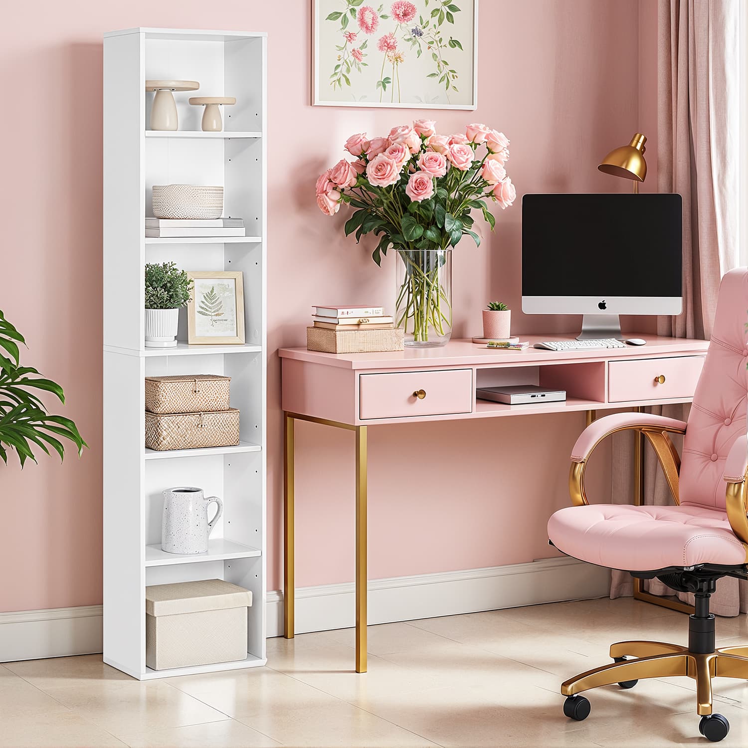 6-layer-Bücherregal im skandinavischen Stil, stehendes Regal für Wohnzimmer