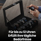 Beobachtungsschachtel - mit 12 Fächern und Glasdeckel, Luxus -Aufbewahrungsbox