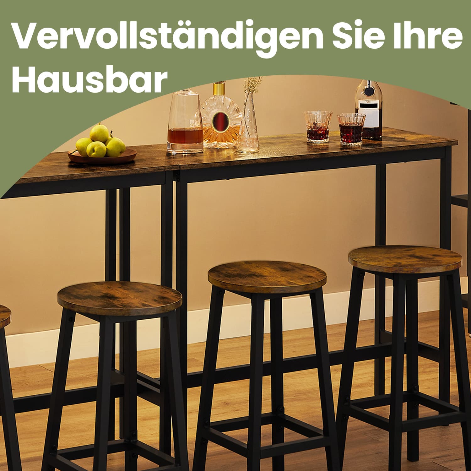 Bar -Tisch mit 2 Barhockern, Bar -Tisch mit Barhockern, Bar -Tisch und Barhocker -Set