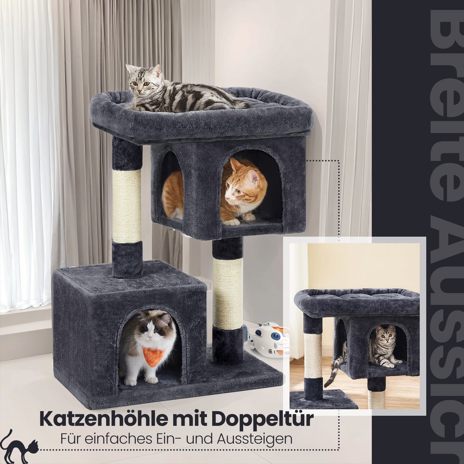 84 cm Hochkratzerpfosten, Kratzerpfosten für große Katzen, große Aussichtsplattform