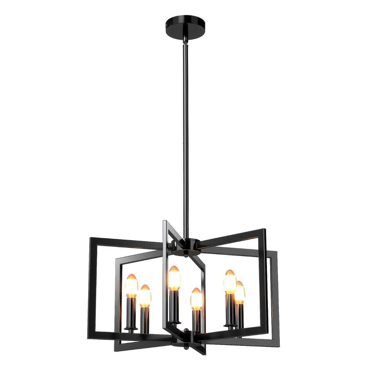 låga – Kronljus Taklampa industriell Pendellampa med justerbart Höjd – 6 67-157 cm – Svart