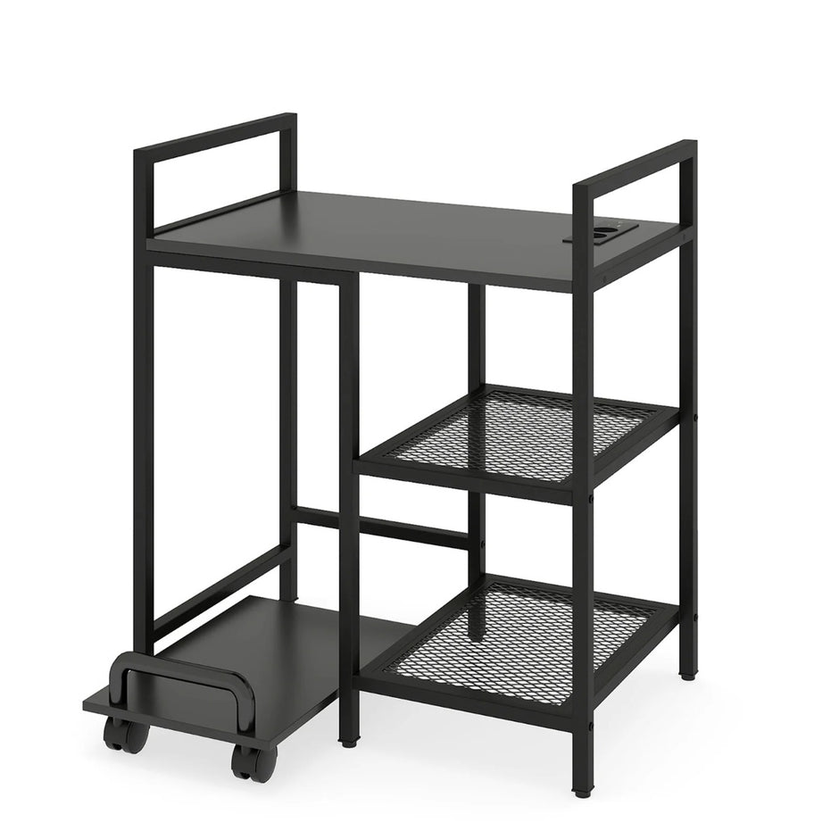 stegs – skrivarställ med laddningsstation, mobil skrivbord förvaringsfack – 3 – Svart