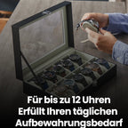 Beobachtungsschachtel - mit 12 Fächern und Glasdeckel, Luxus -Aufbewahrungsbox