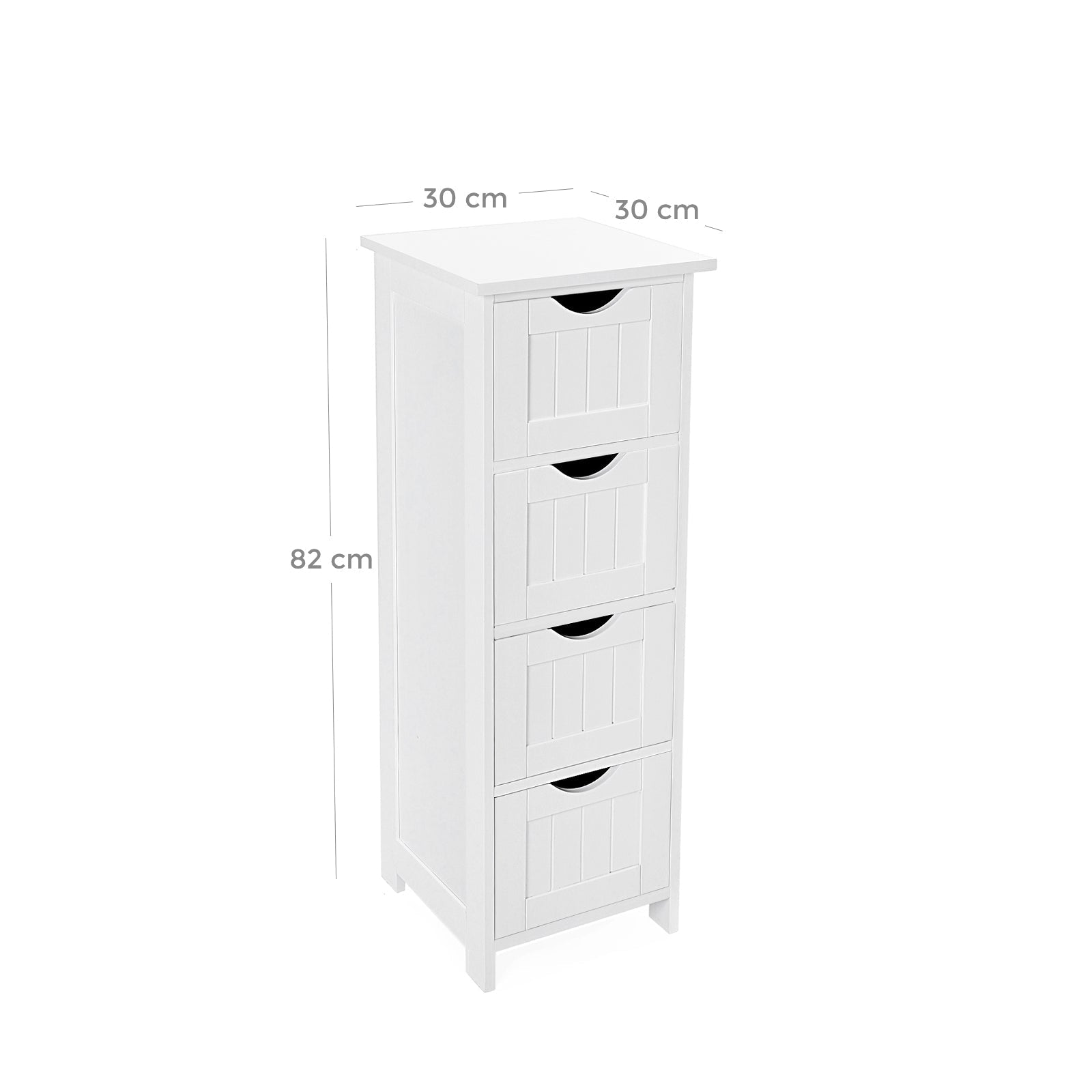 Badezimmerschrank - schmal - 4 Schubladen - 30 x 30 x 82 cm - Weiß