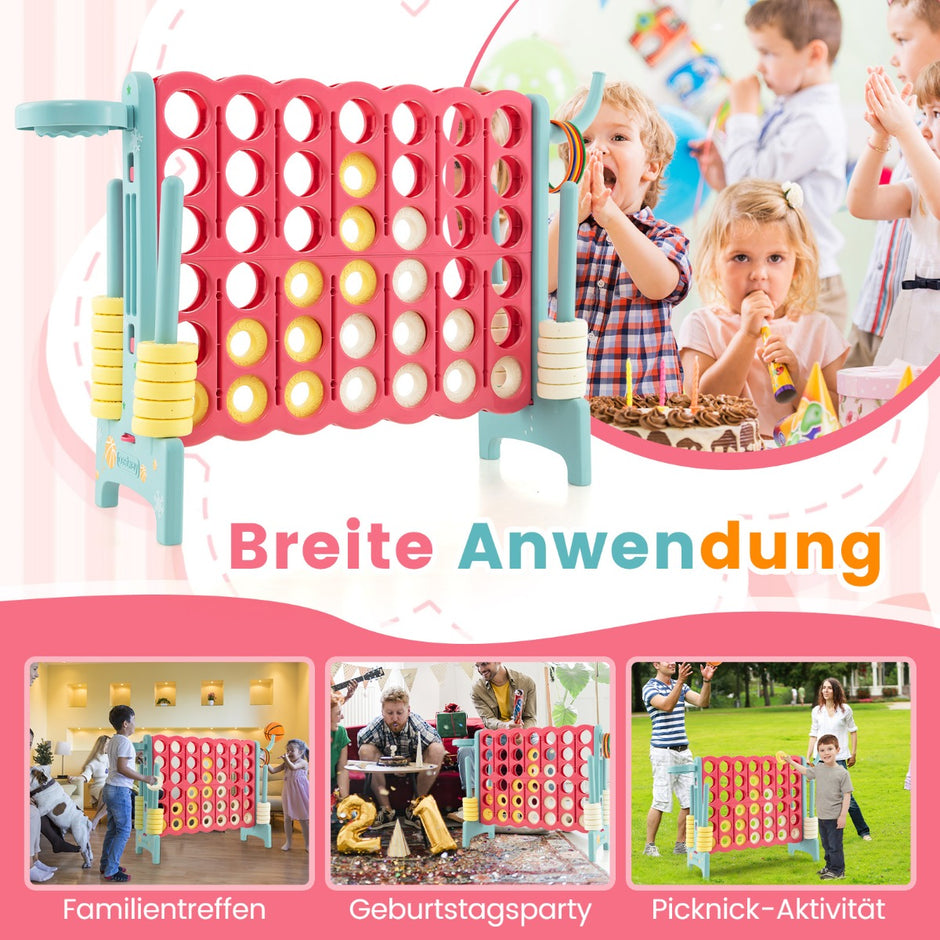 Jättespel – i rad utökat i spelset med basketbåge och kastring – 4 4 – Ljusblå
