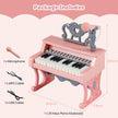 Mini – tangentbord med och notställ mikrofon barnpiano elektriskt – 25 – Rosa
