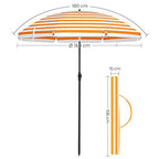 Strandparasol - Ø 160 cm - faltbar - Streifen Orange / Weiß