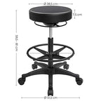 Arbeitshocker - Einstellbar in Höhe - 59,5-81 cm - 360 ° Rotatable - Schwarz