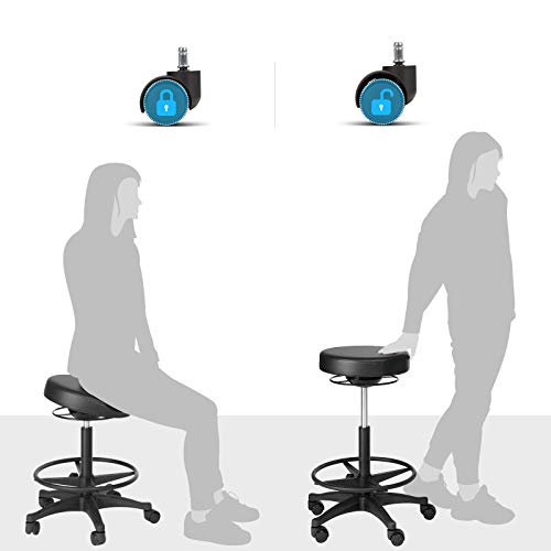Arbeitshocker - Einstellbar in Höhe - 59,5-81 cm - 360 ° Rotatable - Schwarz
