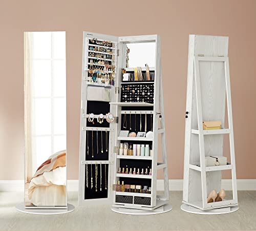 Schmuckschrank - mit Spiegel - LED -Beleuchtung im Inneren - Rahmenloses Design - Weiß