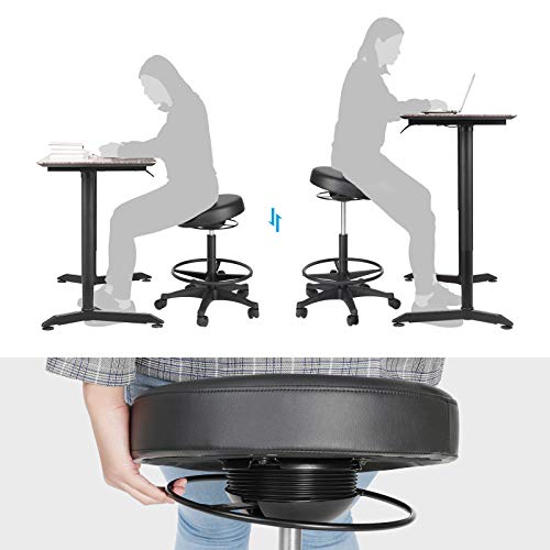 Arbeitshocker - Einstellbar in Höhe - 59,5-81 cm - 360 ° Rotatable - Schwarz