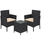 Gartenmöbel Set - PE Polyrotan - Schwarz und Grau