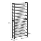 Schuhregal - 2 - Stapelbar - 12 Level - Metallrahmen - Schwarz