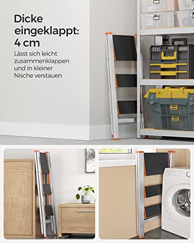 Leiter - 3 Schritte - faltbar - Silber