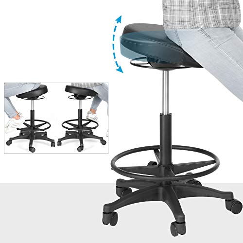 Arbeitshocker - Einstellbar in Höhe - 59,5-81 cm - 360 ° Rotatable - Schwarz